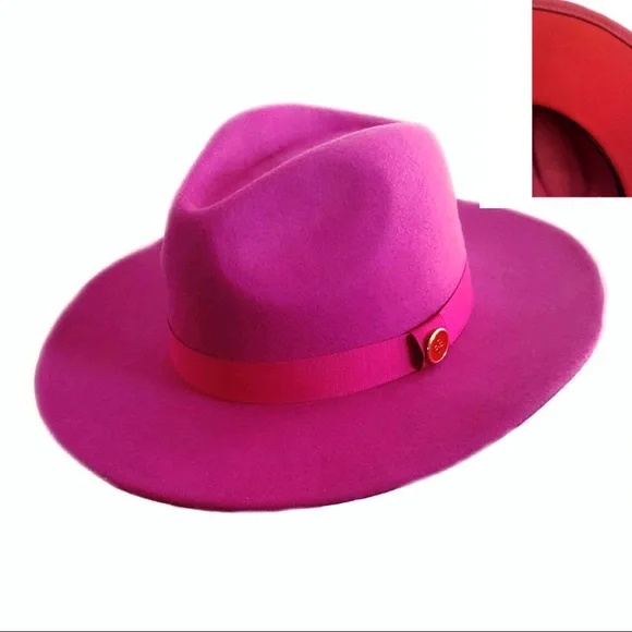 Fuchsia Wide Brim Red Bottom Fedora - Picture 1 of 2